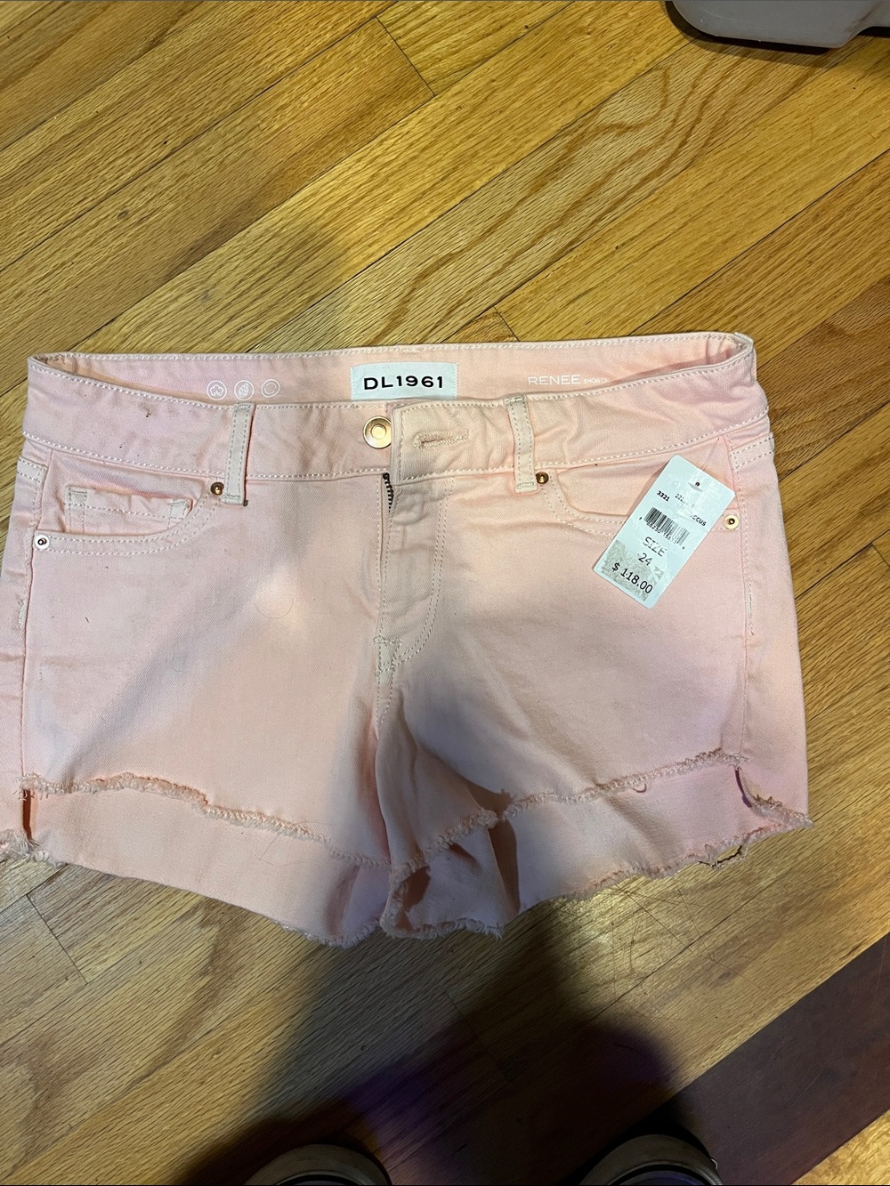 DL1961 Renee Frayed Hem Pink Denim Shorts